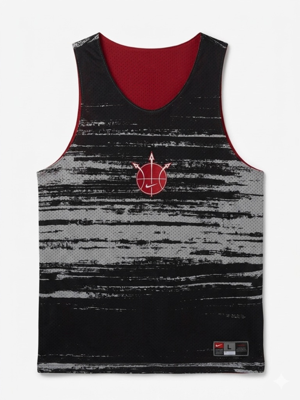 Nike Black & Red Graphic Reversible Basketball Reversible Tank